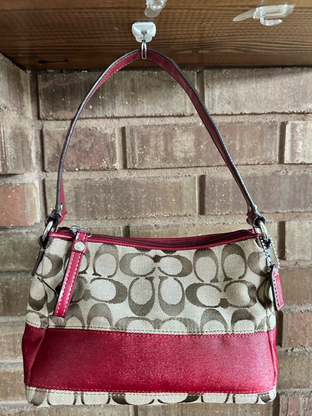 Coach Signature Canvas Red Trim Shoulder Bag Y2K Mini… - Gem